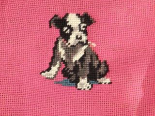Sweet Vintage Needlepoint Piece Boston Terrier