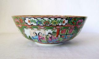 Large Chinese Porcelain Bowl: Famille Rose Figures: Canton Enamel: Early C.  2oth 4