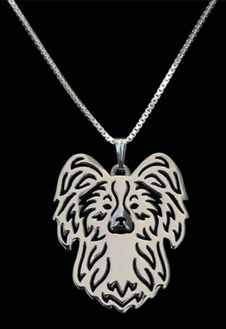 Papillon Dog Pendant Necklace - Fashion Jewellery - Silver Plated