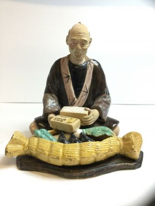 Fine Quality Antique Chinese Ceramic Model Of A Seated Figure Figurine Man