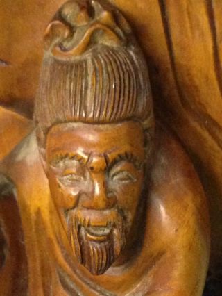 Mid 19th Century Qing Dynasty Chinese Wooden Figure Of A Man With A Staff C1850s 2