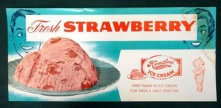 Vintage Orig.  Hendlers Ice Cream 59c Strawberry Pie Paper Sign Kewpie Label 8x20