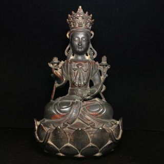 Awesome Fine Unusual Archaic Chinese Bronze Buddha Seated Statue Sculpture