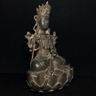 Awesome Fine Unusual Archaic Chinese Bronze Buddha Seated Statue Sculpture 5