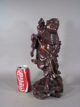 Lg Antique Chinese Carved Wooden Figure Of Liu Hai,  13 Inch 2