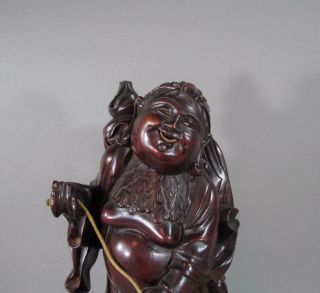 Lg Antique Chinese Carved Wooden Figure Of Liu Hai,  13 Inch 3
