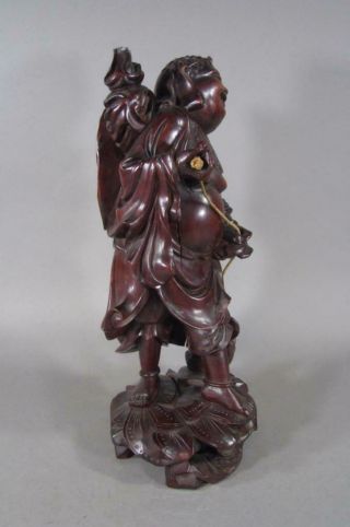 Lg Antique Chinese Carved Wooden Figure Of Liu Hai,  13 Inch 4