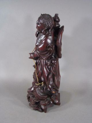 Lg Antique Chinese Carved Wooden Figure Of Liu Hai,  13 Inch 7