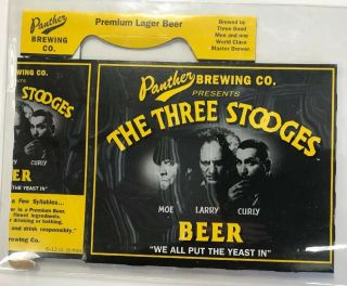 Three Stooges Premium Lager Beer Empty Six - Pack Beer Carton Panther Brewing Co.