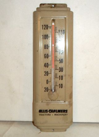 Scarce Art Deco Advertising Allis Chalmers Tractors Work shop metal Thermometer 2