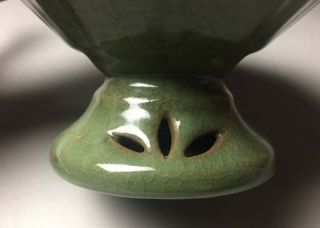 Rare Chinese porcelain Donggou kiln pea green glaze high - foot bowl 7