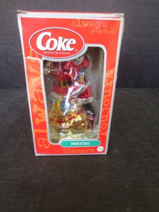 Coca Cola " Santa W/ Bag Of Toys Musical " Cavanaugh Figurines