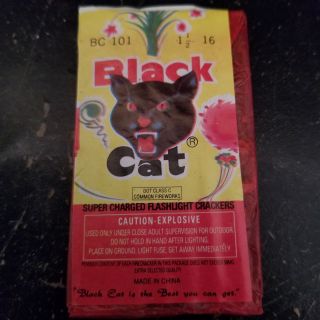 6 X Black Cat Firecracker Dot Class C Vintage Collectable Pack Label