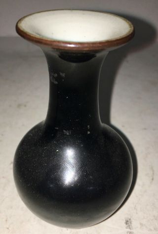 Fine Old Chinese Scholar Mirror Black Porcelain Mini Cabinet Vase
