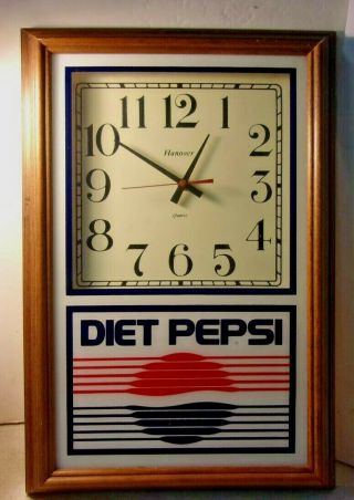 Vintage Diet Pepsi Advertising Wall Clock Hanover Quartz