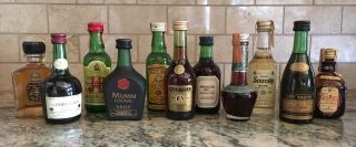 11 Vintage Mini Airline Alcohol Liquor Bottles