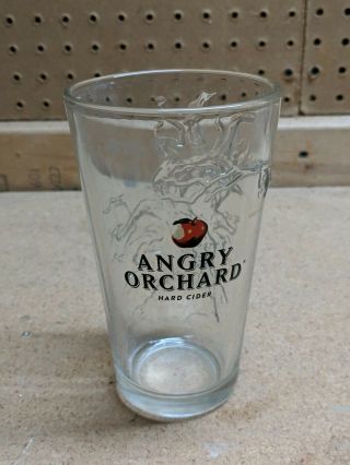 Angry Orchard Hard Apple Cider Pint Glass 3d Etched Embossed Raised Tree Logo