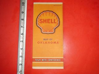 Je767 Vintage Shell Oil Gasoline Map Of Oklahoma 1930 Census