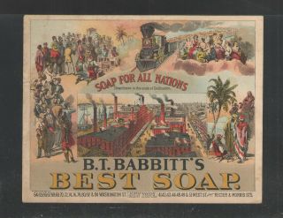 1880s B T Babbitts Best Soap For All Nations 4.  5 " X 5.  25 " Victorian Trade Card