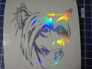 Holographic Chinese Crested Dog Vinyl Car Window Decal Sticker