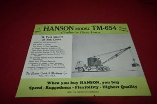 Hanson Tm - 654 Shovel Crane Dealer 
