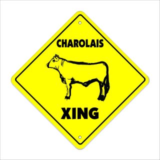 Charolais Crossing Sign Zone Xing 12 " Tall Beef Cattle Ranch Farm Farmer