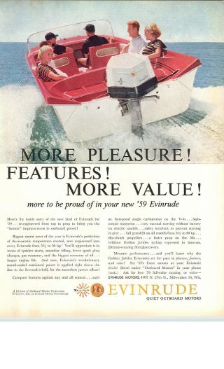1959 Paper Ad Evinrude Outboard Motor 5.  5 To 50 Hp Golden Jubilee