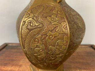 19th/20th C.  Chinese Hexagonal Bronze Vase 7