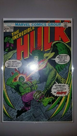1973 Marvel The Incredible Hulk 168 1st Appearance Harpy Betty Ross Vf -