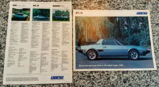 1979 Fiat X1/9 Bertone Sales Brochures & Fiat Spec Sheet