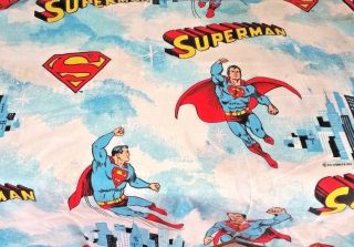 Vintage Superman Twin Bed Sheets Flat & Fitted 66 " X 92 " 1978 Dc Comics