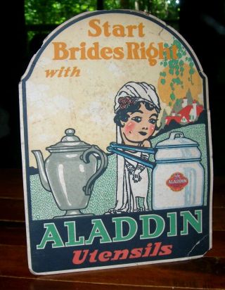 Vintage Aladdin Utensils Antique Country Store Counter Top Advertising Sign