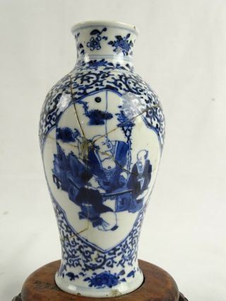 RARE Antique Chinese Kangxi Blue & White Vase with marks China c1662 - 1722 A/F 2