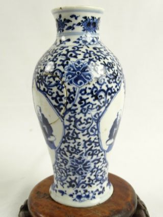 RARE Antique Chinese Kangxi Blue & White Vase with marks China c1662 - 1722 A/F 4