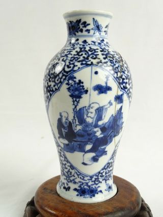 RARE Antique Chinese Kangxi Blue & White Vase with marks China c1662 - 1722 A/F 5