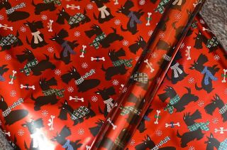 Premium Metallic Scottish Terrier Scottie Gift Wrap Wrapping Paper Roll 40sq