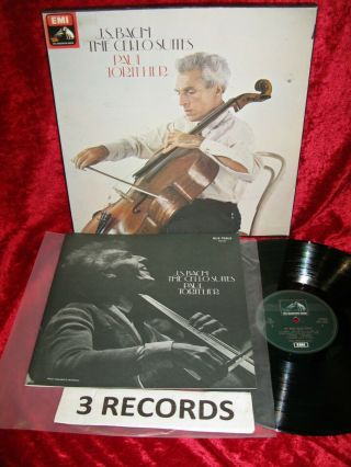 1963 Uk Nm 3lp Sls 798 Stereo Bach The Cello Suites Paul Tortelier Box Exc