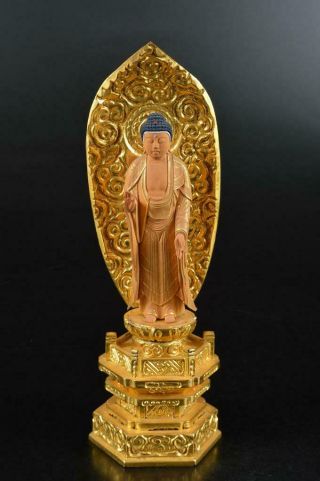 S5216: Japanese Wood Carving Buddhist Statue Sculpture Ornament Buddhist Art