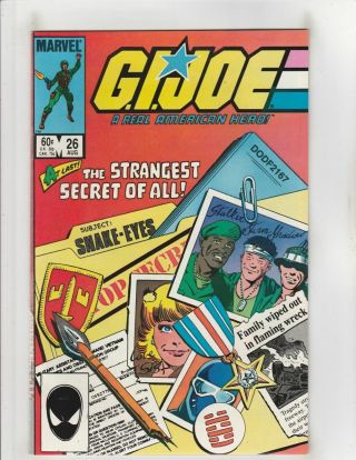 G.  I.  Joe A Real American Hero 26 Nm Marvel Comics Origin Snake - Eyes