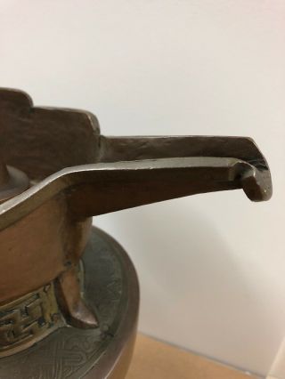 Antique Tibetan Chinese Copper Teapot Jar Coffee Wine Pot Dragon Handle 12.  5” 5