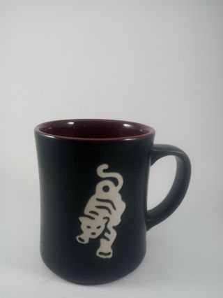 Starbucks Coffee Mug 16 Oz Sumatra Tiger Cat Cup Bone China Black Maroon 2012