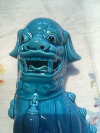 12  Turquoise Blue Glazed Chinese Foo Dog Statues (1 pair only) 4