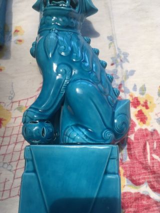 12  Turquoise Blue Glazed Chinese Foo Dog Statues (1 pair only) 5