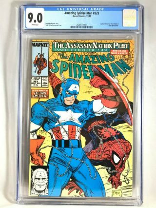 Spider - Man 323 Cgc 9.  0 Todd Mcfarlane Art Captain America 11/89 Marvel