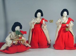 Hina Dolls Set 112 Japanese Antique Gofun Silk Kimono Obi Geisha Maiko Maiden