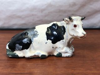 Vintage Antique Farm Animal Die - Cast Metal Jersey Dairy Cow Toy Figure England