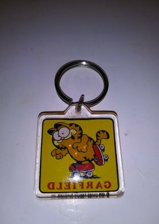 Garfield Cartoon Cat Key Ring Keychain Vintage 1978 Plastic
