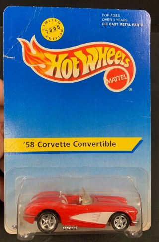 1995 Mattel Hot Wheels Limited Edition Pkg 58 Corvette Convertible S&h