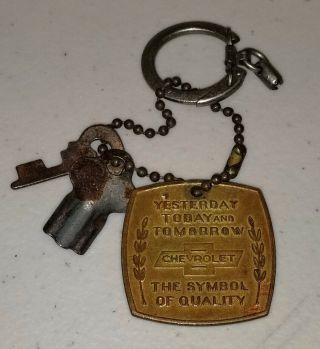 Vintage Chevrolet 50 Years Commemorative Key Chain " Yesterday Today & Tomorrow "