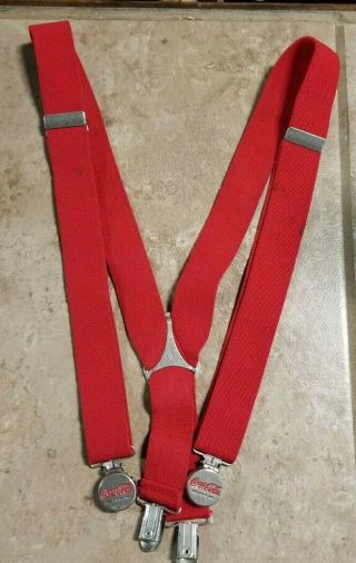 Red Coca Cola Soda Bottle Cap Clasp Suspenders Adjustable